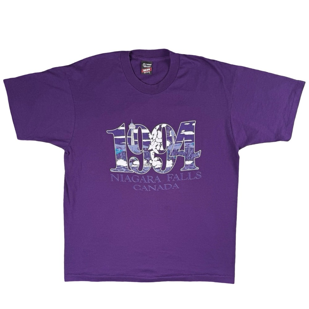 Vintage 1994 Niagara Falls Canada T Shirt Purple XL Fruit of‎ the Loom
